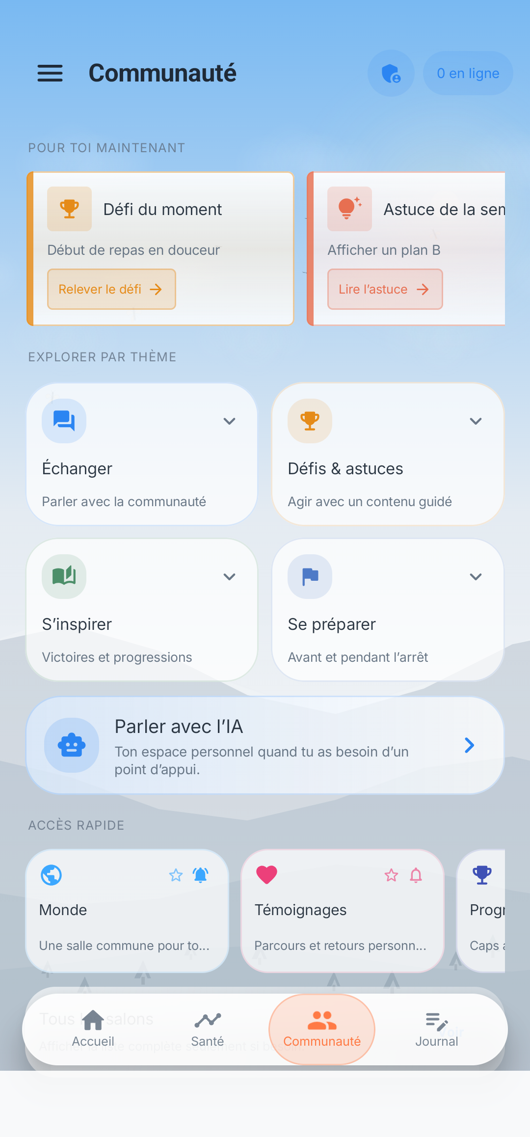 Salles de discussion et soutien communautaire NewBreath
