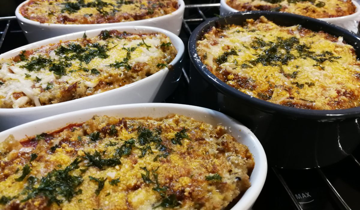 Gratin d'aubergines fêta parmesan